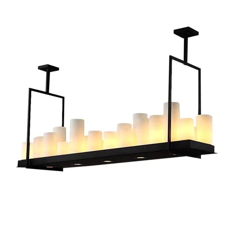 

New Chinese style chandelier retro iron rectangular living room dining room Chandelier (Delivery to Guangzhou)