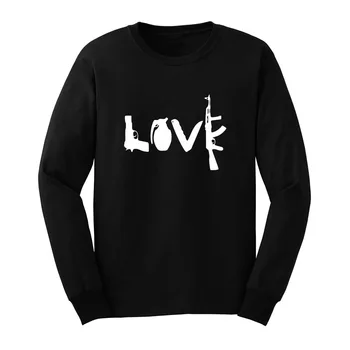 

Loo Show Mens Gun Love AR15 Rifle Grenade Funny Long Sleeve Adult T-Shirts Casual Men Tee
