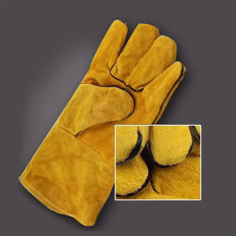 1 пара защитных перчаток для работы, перчатки для сварки из воловьей кожи, огненные высокотемпературные кухонные износостойкие микроволновые печи