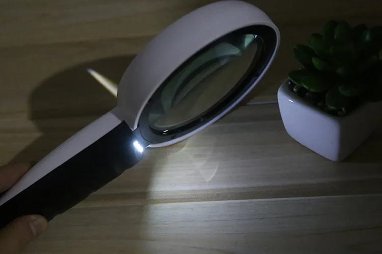 10X 110mm Diameter Handheld Magnifying Glass with LED Light Portable Magnifying Glass White Magnifier-15