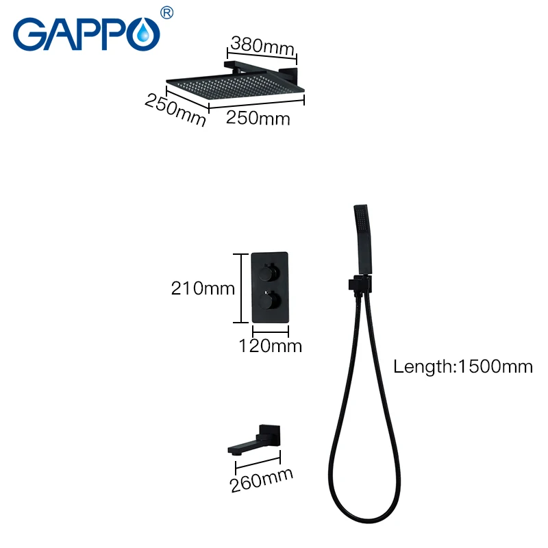 GAPPO Shower faucets bathtub faucet mixer  bathroom mixers concealed constant temperature faucets Black shower bath sets        