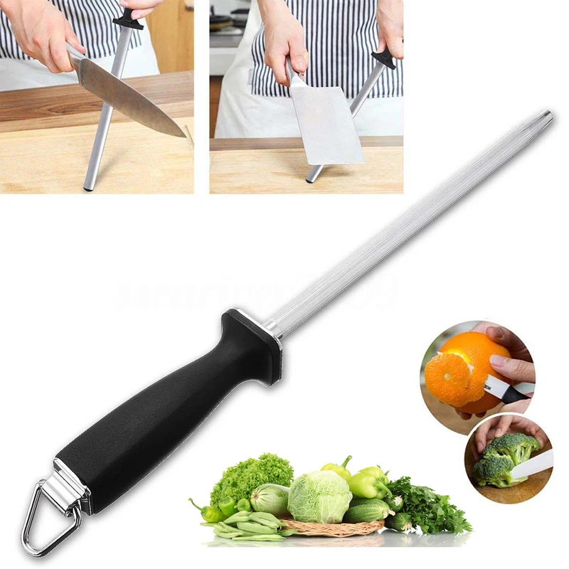 Professional chef knife sharpener Rod diamond sharpening stick 10inch honing steel for kitchen knife and stainless steel knives