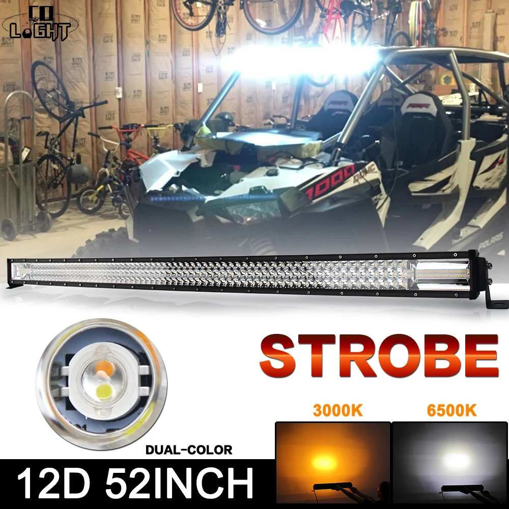

CO LIGHT 52 inch 783W Led Bar 12D Flashing Led Light Bar Offroad Strobe Spot Flood Work Light 12V for Tractor Truck Car Jeep ATV