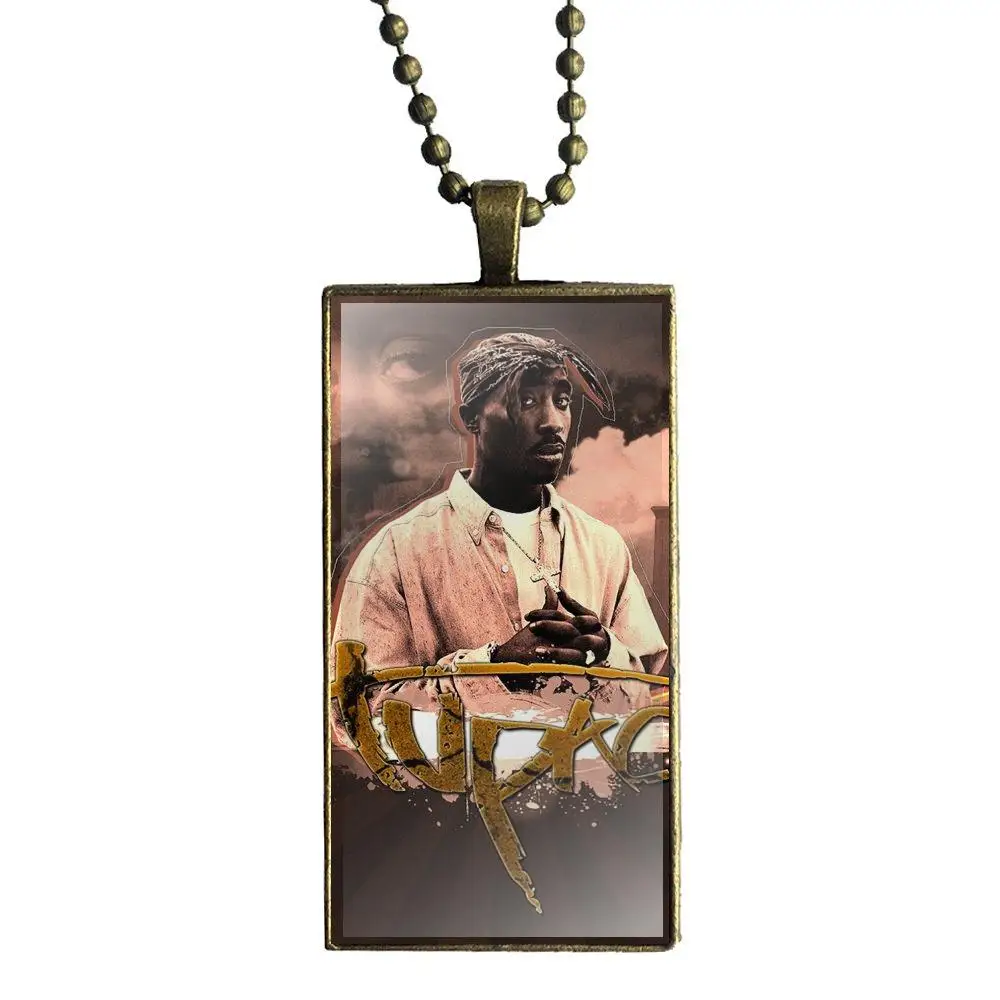 Роскошная печать 2pac Tupac Shakur, модный стеклянный кабошон, подвеска, прямоугольное ожерелье, колье, ожерелье, ювелирные изделия для девочек, лучший подарок