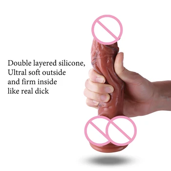 Realistic Dual-Density Veins Dildo Blood Vessel Painting Suction Cup Silicone Dildo with Ball for Women 6