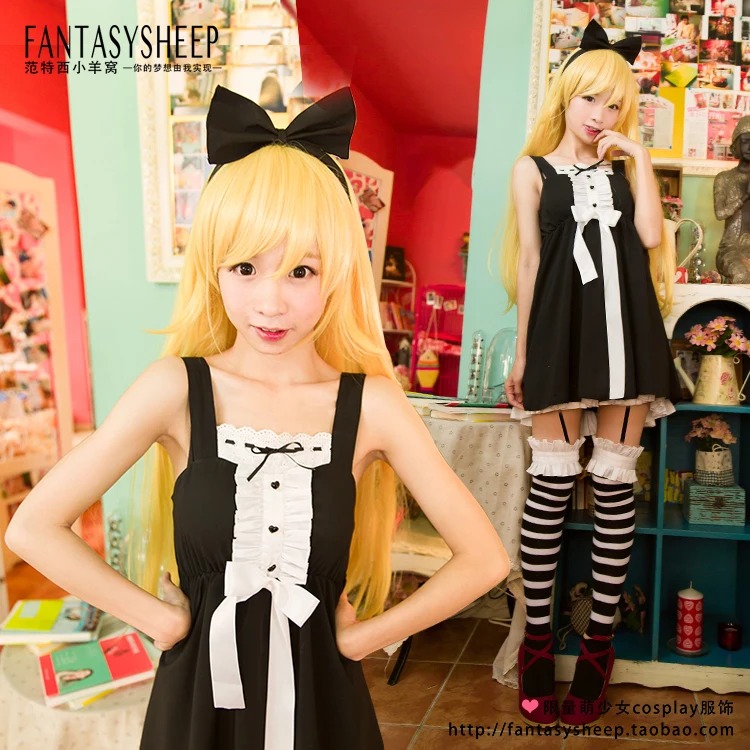 Костюм для косплея Monogatari Shinobu Oshino с носками и аксессуарами волос 11 |