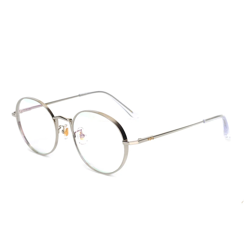 Очки из чистого титана, оправа для мужчин, круглые очки по рецепту, Ретро стиль, близорукость, оптические очки для глаз, женские очки - Цвет оправы: Серебристый