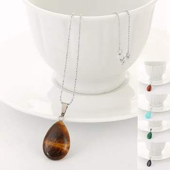

Simple necklace pendant Quartz Necklaces turquoise Pink Crystal pendant Necklace For Women Chain Natural Stone Choker Necklace