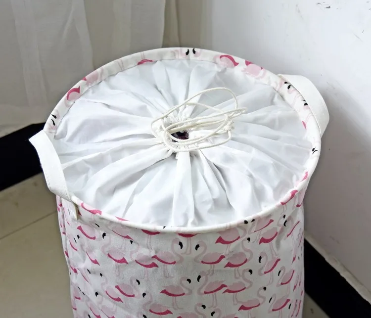 Хлопок белье Розовый Фламинго с ручкой Корона белье Zakka Винтаж корзина для хранения белья складной ящик 35x45 см