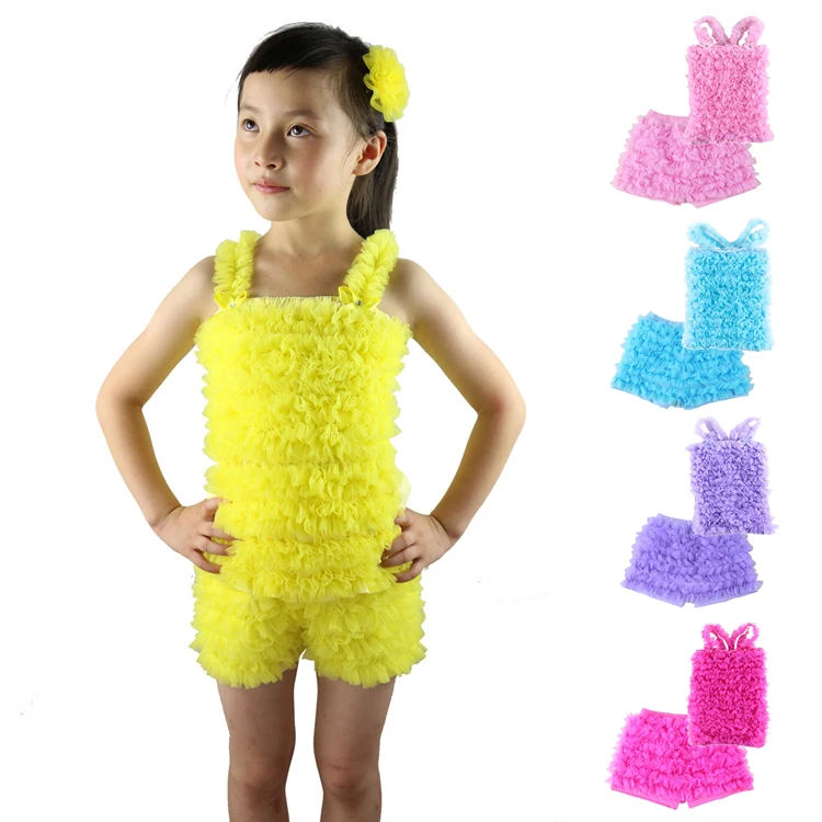 

New Spring Summer Girl Short Sets Casual Clothing Set 2 Pieces Tank Tops+shorts with Ruffles Outerwear And Outdoor For Girls