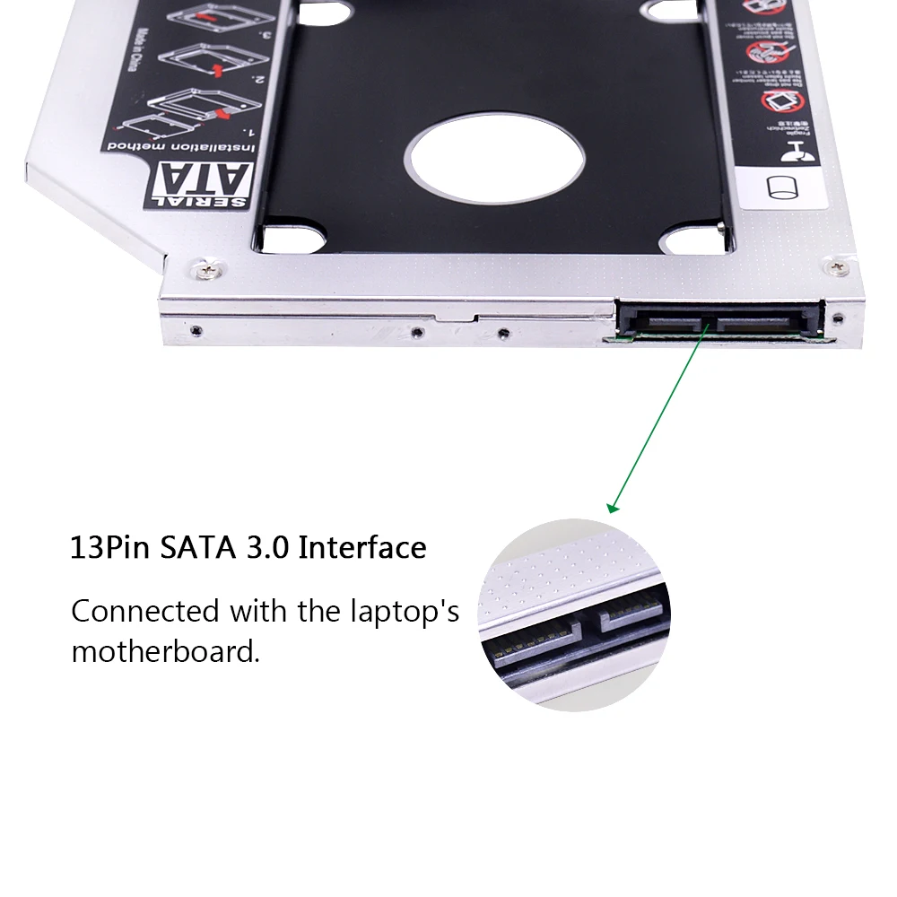 Чипа Алюминий 2nd HDD Caddy 9 5 мм 12 7 SATA 3 0 двойной светодиодный для 2 &quot ВЫСОКАЯ ЧЁТКОСТЬ