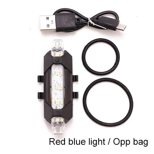 OPP red blue light Велосипедный велосипедный светильник светодиодный перезаряжаемый задний светильник Предупреждение безопасности велосипедный светильник супер яркий портативный флэш-светильник - Цвет: OPP red blue light