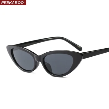 

Peekaboo small cat eye fashion sunglasses women retro black brown red purple 2018 small sun glasses for women uv400