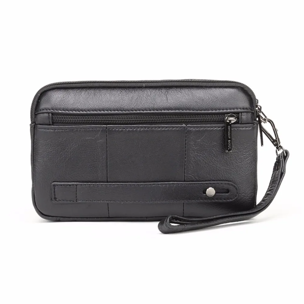 Genuine Leather Men Business Clutch Bags Mobile Phone Case Cigarette Purse Pouch Wallet