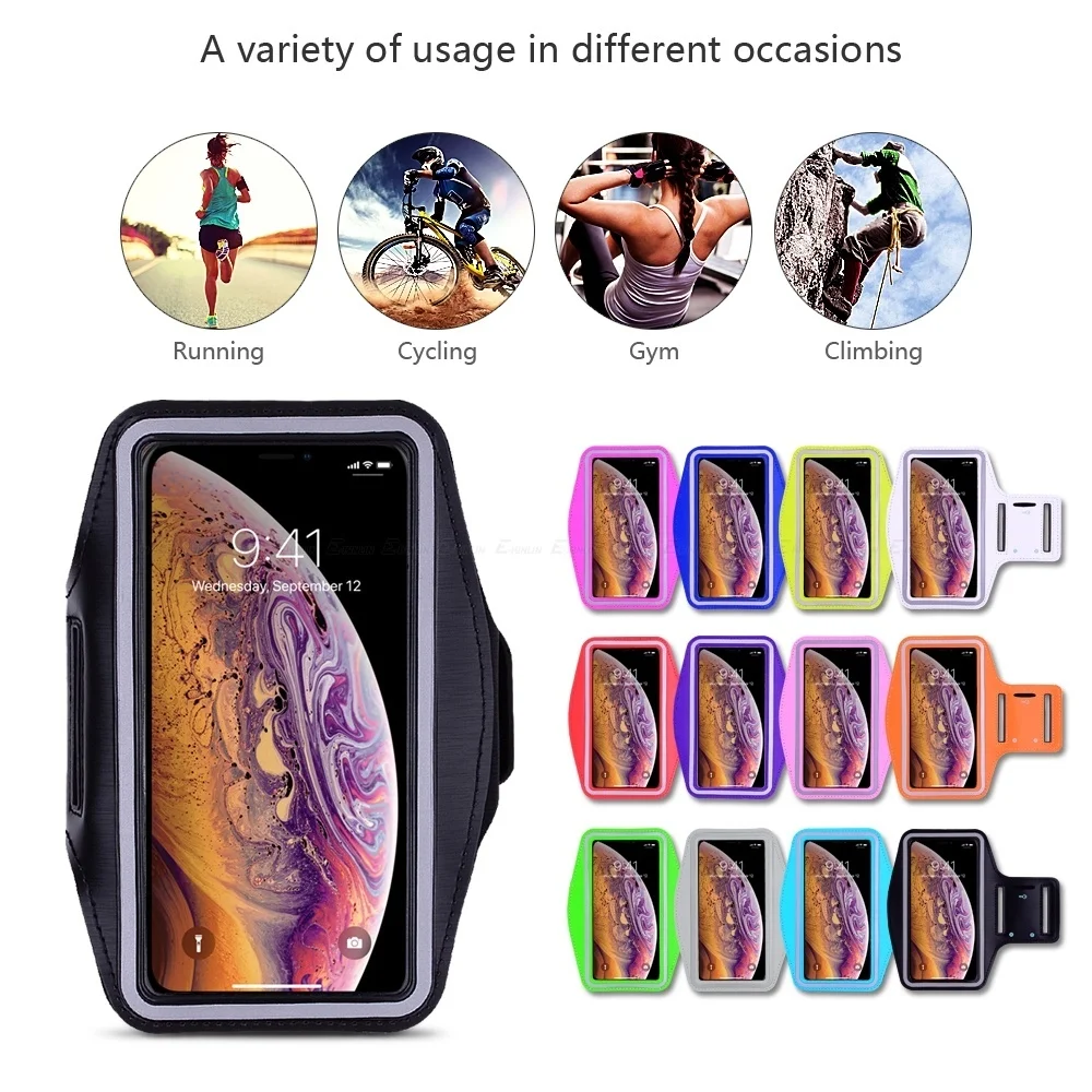 ل فون XS ماكس ، الرياضة تشغيل الذراع الفرقة جراب هاتف حامل الحقيبة ل فون X XS ماكس XR 8 7 6 6 ثانية زائد SE تجريب رياضة غطاء حقيبة