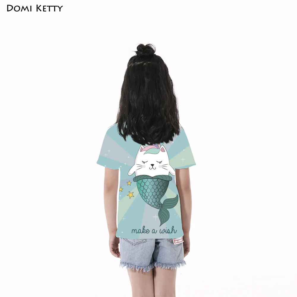 Domi Ketty/футболки для девочек с единорогом забавные детские повседневные футболки