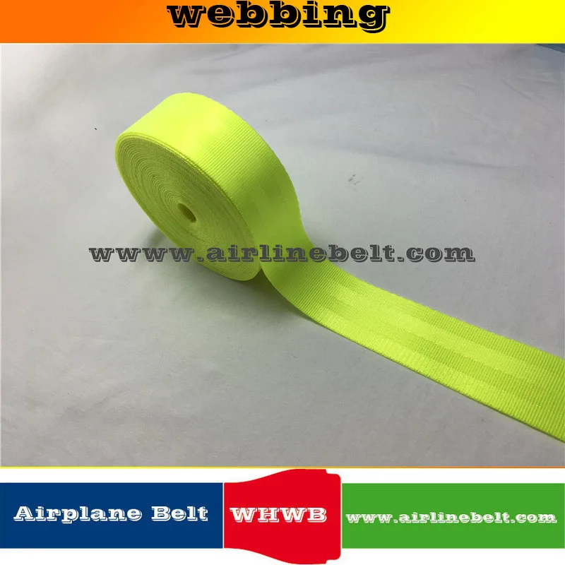 

38mm width fluorescent Neo Yellow color Webbing seat belt style web car safety Harness Racing Seat Belt fluorescence webbing