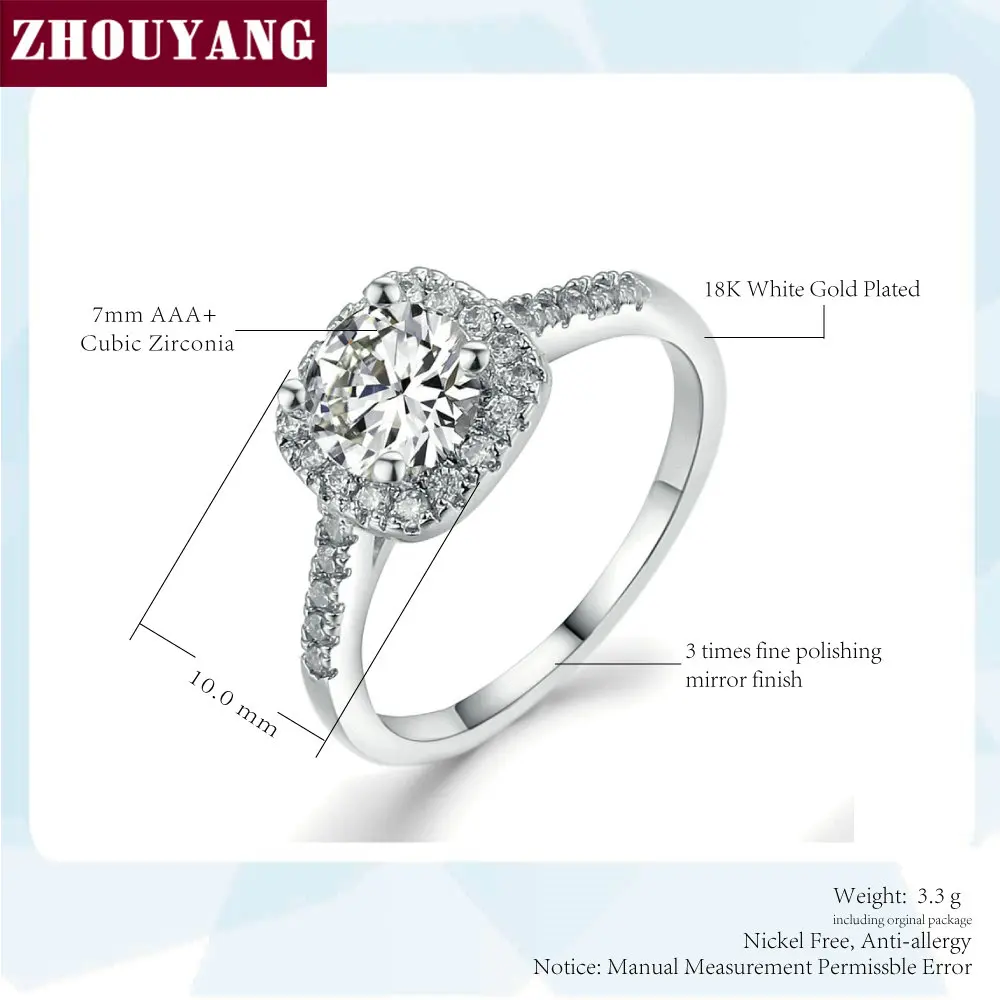 Silver Color Exquisite Bijoux Fashion Square Wedding & Engagement Ring Made With Cubic Zirconia Jewelry R531 R559 R560