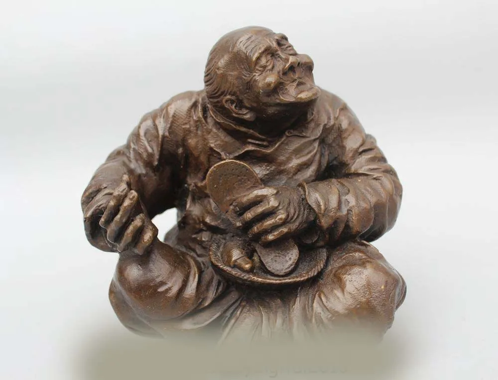 

DS 5"China Chinese Art Bronze Copper Grandma Handwork Fabrication cloth shoes