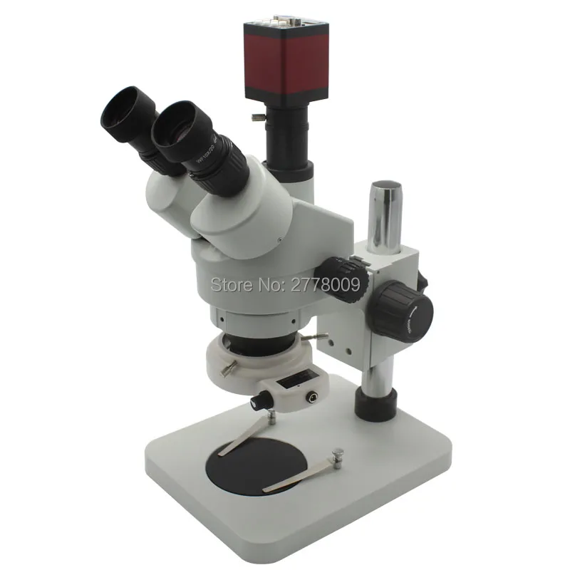 Continuous Zoom Binocular Visual 3.5X-90X Trinocular Stereo Microscope+2.0MP 30FPS Microscope Camera HDMI VGA Outputs+LED Light |