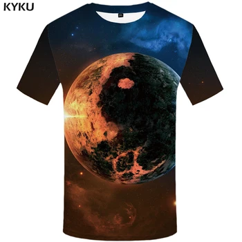 KYKU Brand Galaxy T-shirt Men Moon Tshirt Yin Yang 3d Print T Shirt Punk Rock Anime Clothes Hip Hop Space Mens Clothing Summer kyku skull t shirt men blue music tshirt hip hop tee metal 3d print t shirt punk rock casual mens clothing summer funny t shirts