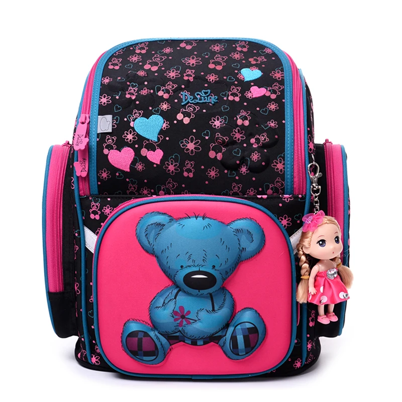 

High Quality Brand School Bags for Girls 3D Bear Print SchoolBag Children Orthopedic Backpack Mochila Escolar Birthday Gift