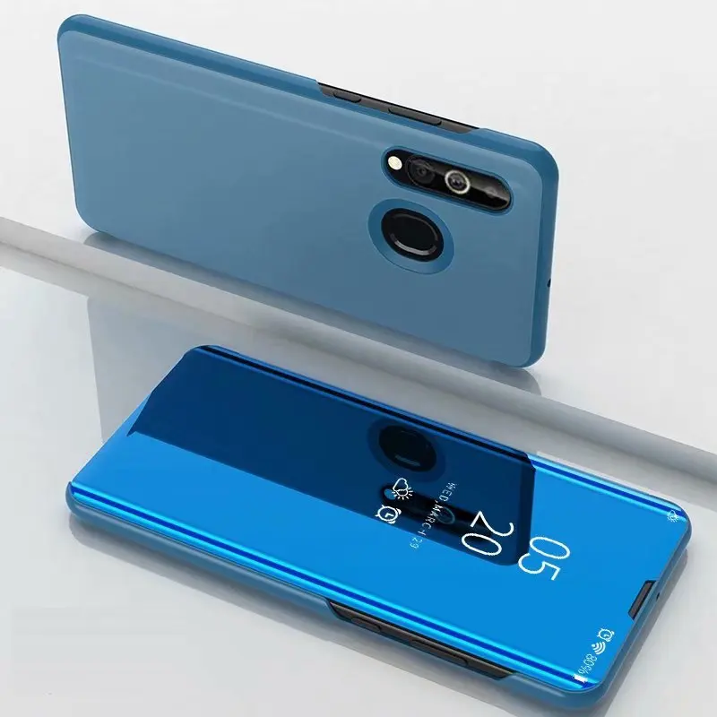 Умный зеркальный флип-чехол для samsung Galaxy S10 S9 S8 плюс S10e S6 S7 Edge Note 9 8 J7 J5 A6 A8 J4 J8 J6 A5 крышка - Цвет: Синий