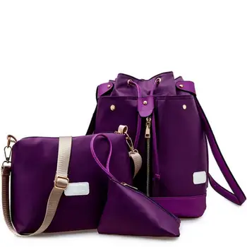 

Multifunctional Waterproof nylon three piece backpack designer lattice pattern of the canvas bag with PU square bag