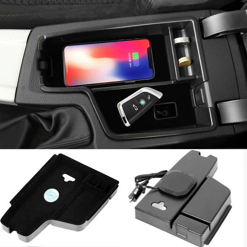 

For Bmw F30 F31 F20 F21 X3 F25 X4 F26 X1 F48 G30 G31 F18 Mobile Phone Wireless Charging Central Armrest Storage Box