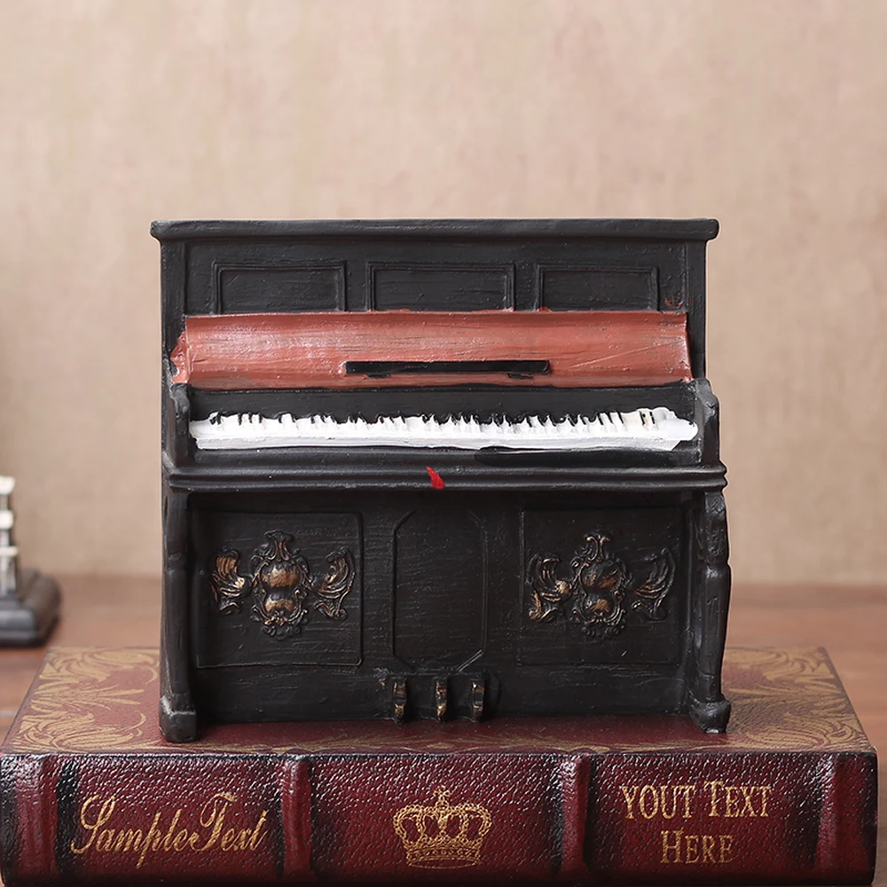 Best A PCS Retro resin piano model display props American country bookcase cafe window decorations ornaments AP5251408
