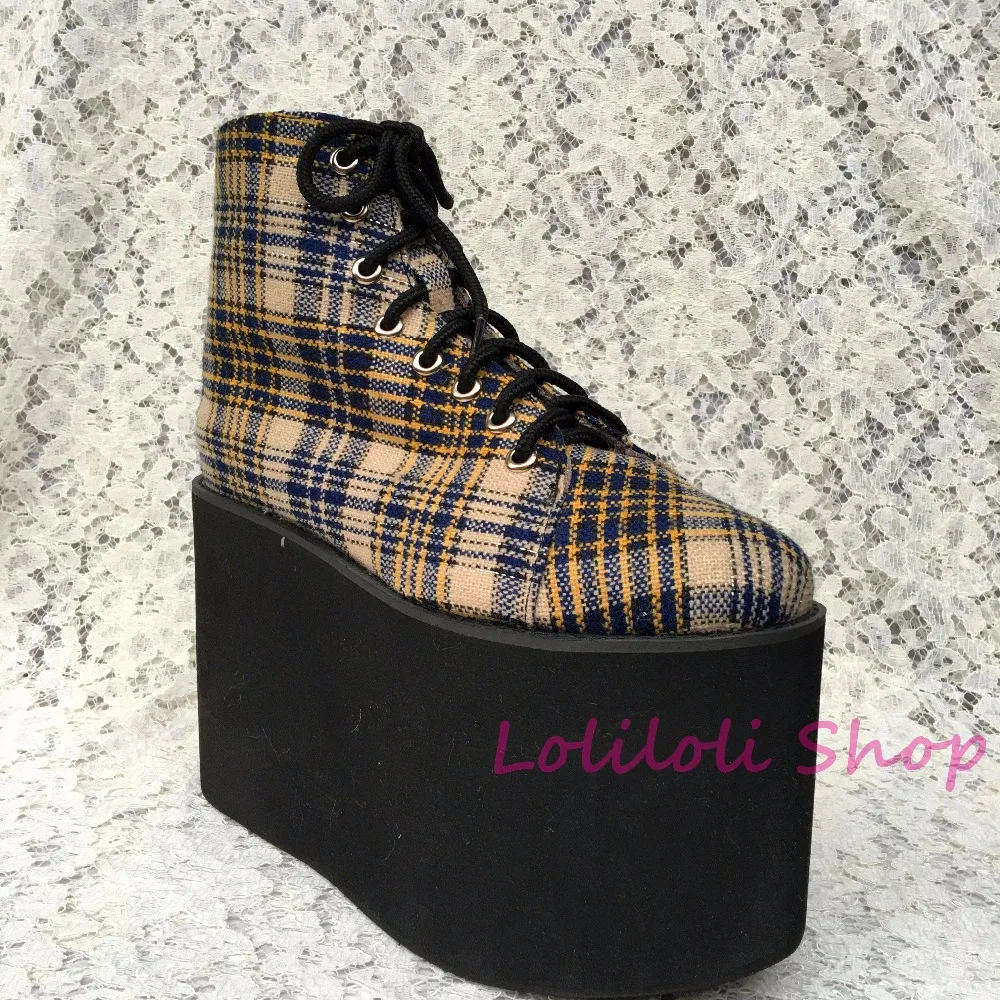 Chaussures Personnalisé Sangle Personnalisée Chaussures Tissu 1381n Clair Pour Semelle Punk Treillis multi À Plate spécial forme Grandes En 4R5q3jcAL