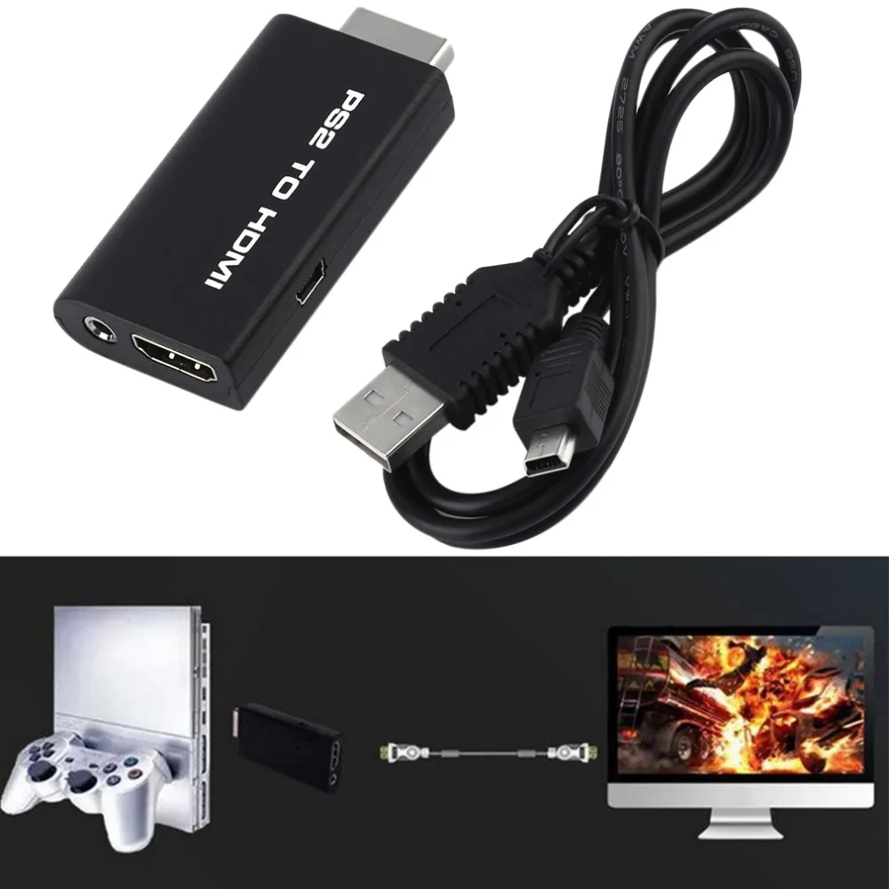 Mini for PS2 to HDMI Video Converter Adapter with 3.5mm Audio Output