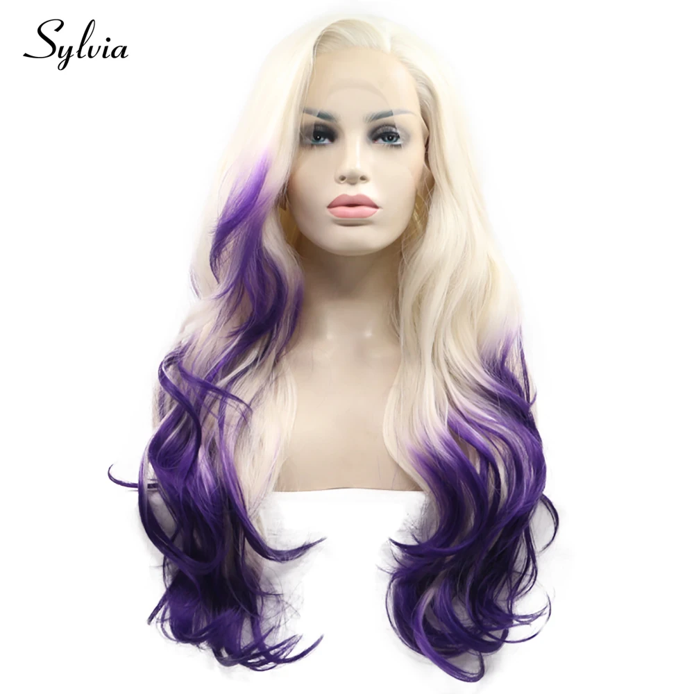 Серебристо фиолетовые Смешанные синтетические кружевные передние парики Sylvia
