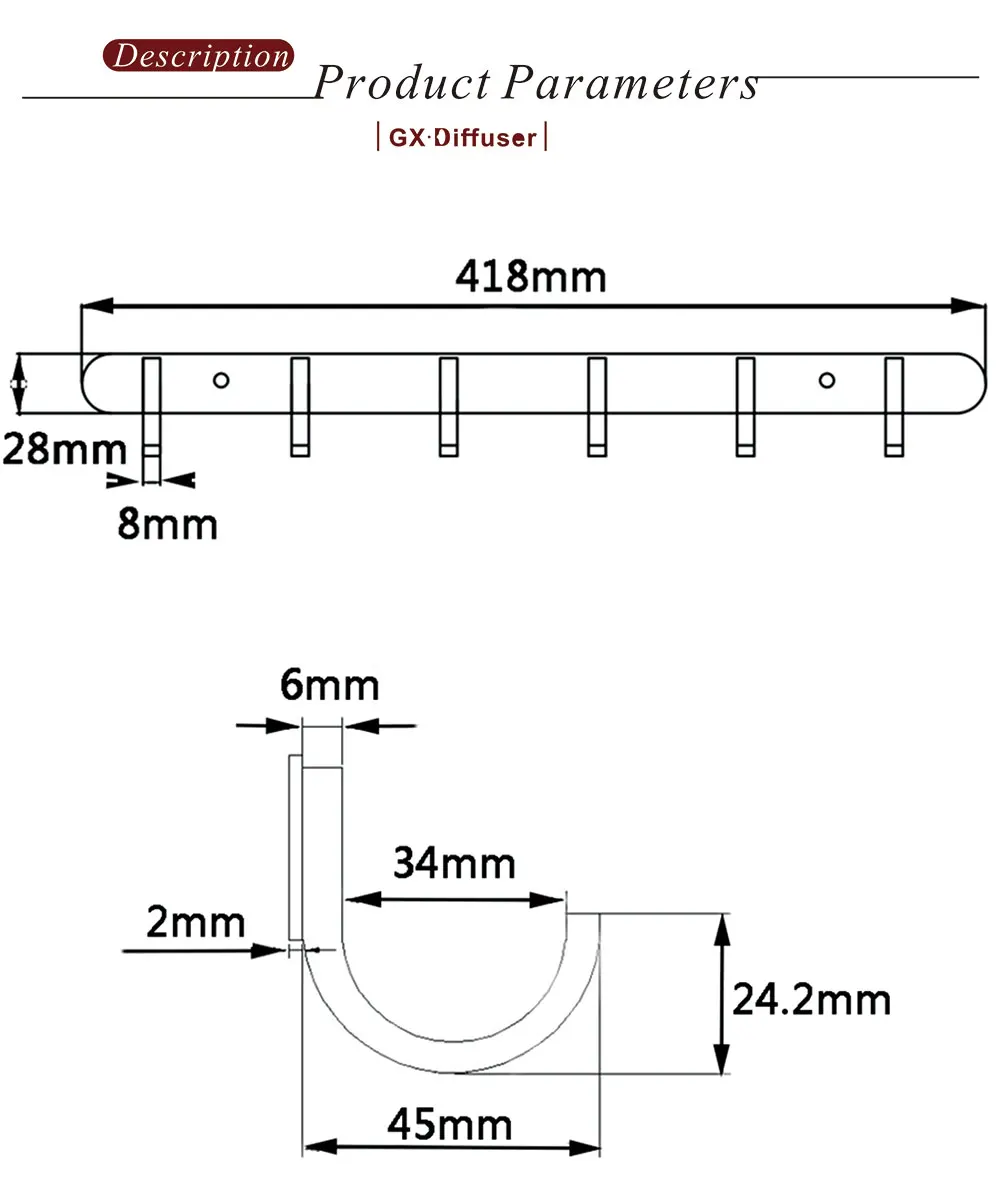 Towel Hanger Bathroom Wall Mounted 6 Hooks Hanger Wall Coat Hanger (4)