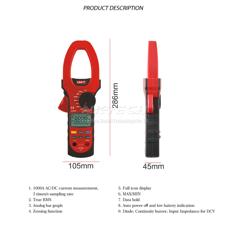 UNI-T Цифровые токоизмерительные клещи UT207 UT207A UT208 UT208A UT209 UT209A Авто Диапазон AC DC Вольт тока 1000V 1000A Амперметр частота Ом