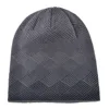 Plaid stripe bonnet Men's warm hat Double-layer gorro plus velvet knitted wool cap winter hats for men beanies hip hop caps ► Photo 2/6