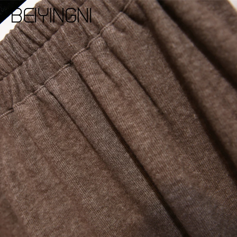 Beiyingni Autumn Knitted High Waist Skirt Women Large Size Vintage Office Lady Faldas Casual Simple A-line Skirts Saia Midi Warm