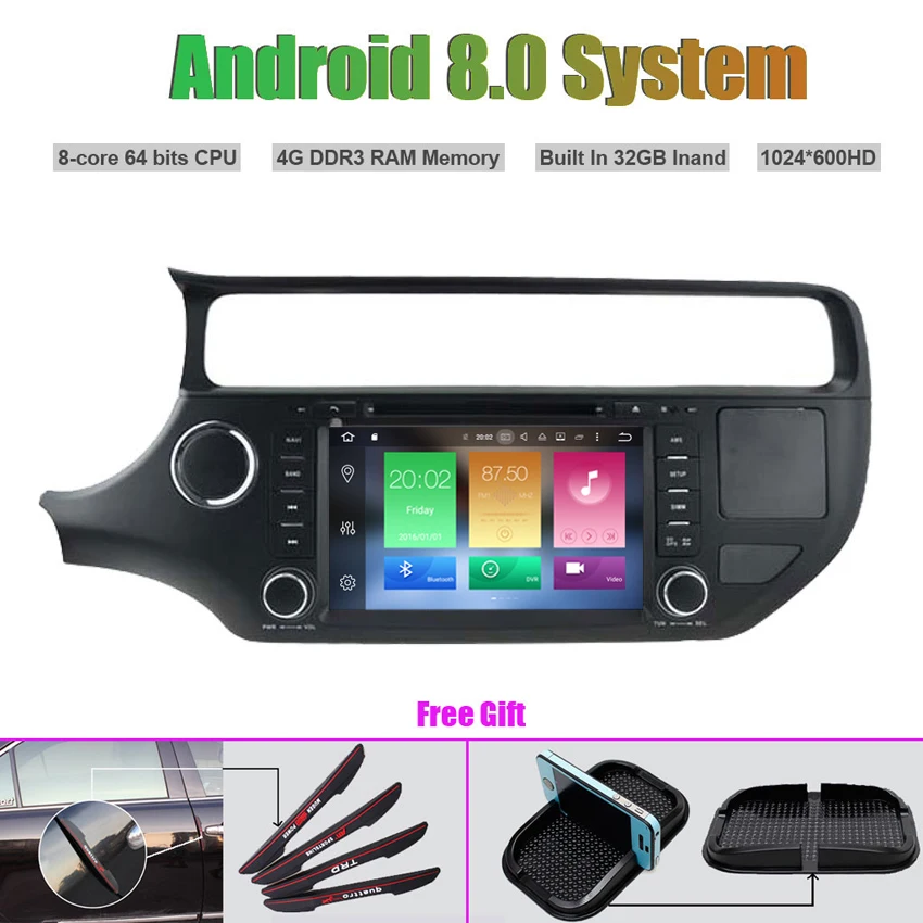 Top Octa-Core Android 8.0 CAR DVD Player for KIA RIO 2015 Auto RADIO STEREO GPS navigation 0