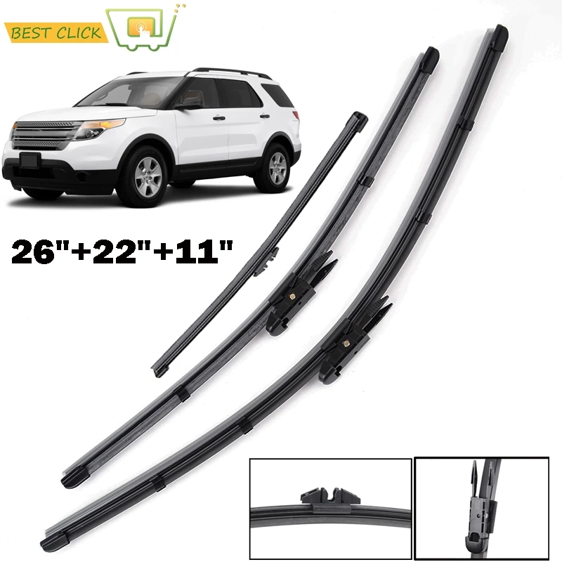 Misima Windshield Windscreen Wiper Blades For Ford Explorer 2011 2012 2013 2014 2015 2016 2017 Front Rear Window Wiper 26"22"11"