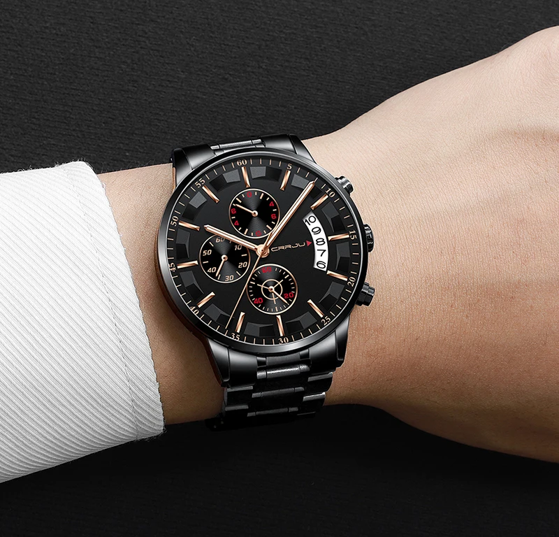 Relogio Masculino 2019 Mens Watches Top Brand Luxury Crrju New Fashion Business Chronograph Black Male Wristwatch Men Watch 2019 (5)