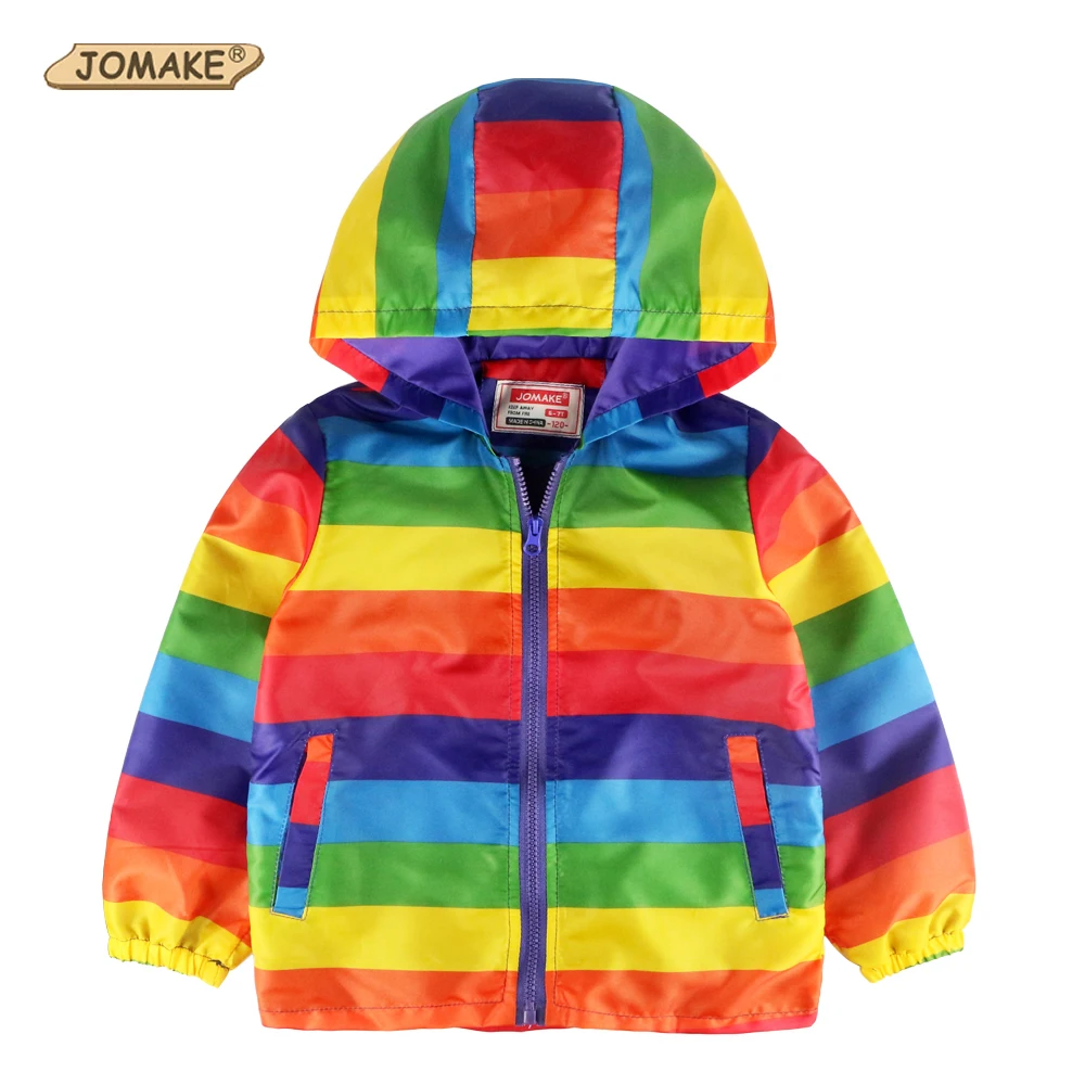 Image JOMAKE 2017 Brand Kids Clothes Boys Jackets Children Rainbow Windbreaker Toddler Baby Coat Infant Waterproof Hoodies For Girls