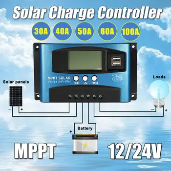 

MPPT Solar Panel Battery Regulator Charge Controller 12/24V Auto & Dual USB