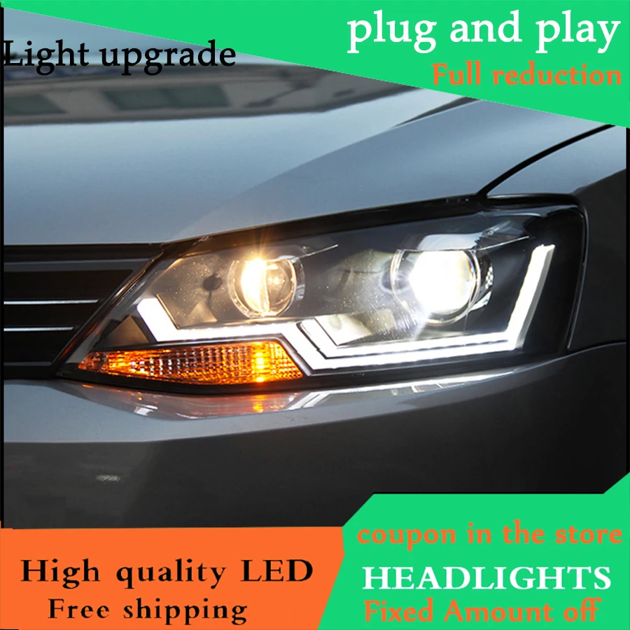 

Car Styling Head Lamp case For VW Jetta MK6 2012-2016 Headlights LED Headlight DRL Daytime Running Light Bi-Xenon Lens