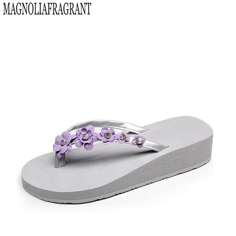 

2017 Summer Style Flowers Sandals Women's Shoes Cheap High Heeled Wedges Buy Platform Flip Flops Slippers Hot Sale Online k8