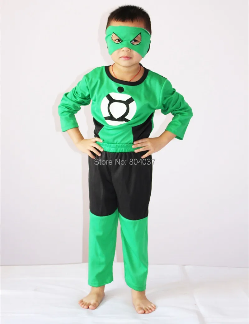Костюм зеленого фонаря, костюм на Хэллоуин для детей, вечерняя Косплей Одежда для мальчиков 3-7 лет, детский комплект одежды с длинными рукавами