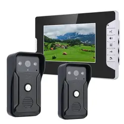 7-дюймовый видео дверь домофон комплект 2-Камера 1-монитор Ночное видение с 700TVL Камера
