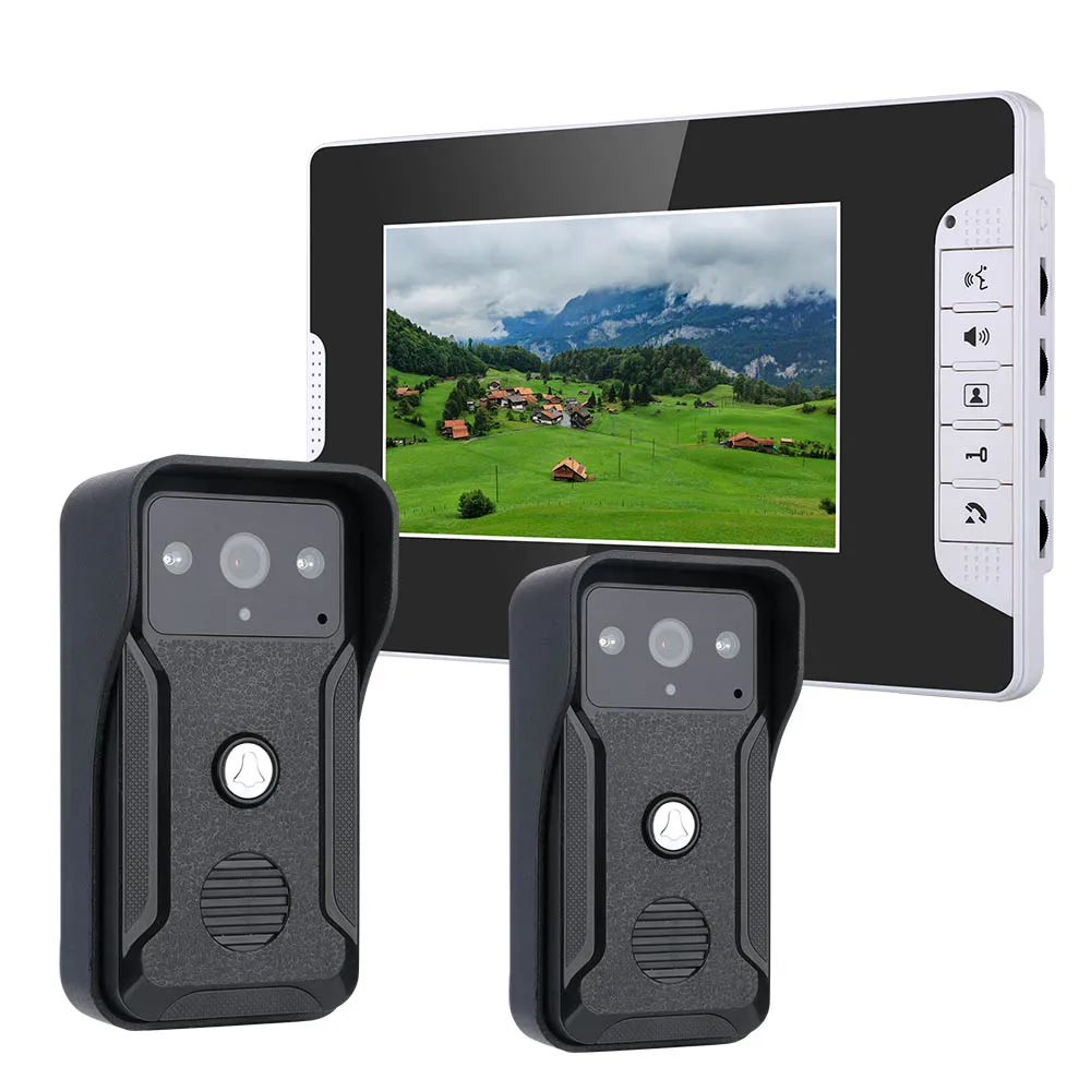 Best 7 Inch Video Door Phone Doorbell Intercom Kit 2 camera 1 monitor Night Vision with 700TVL Camera