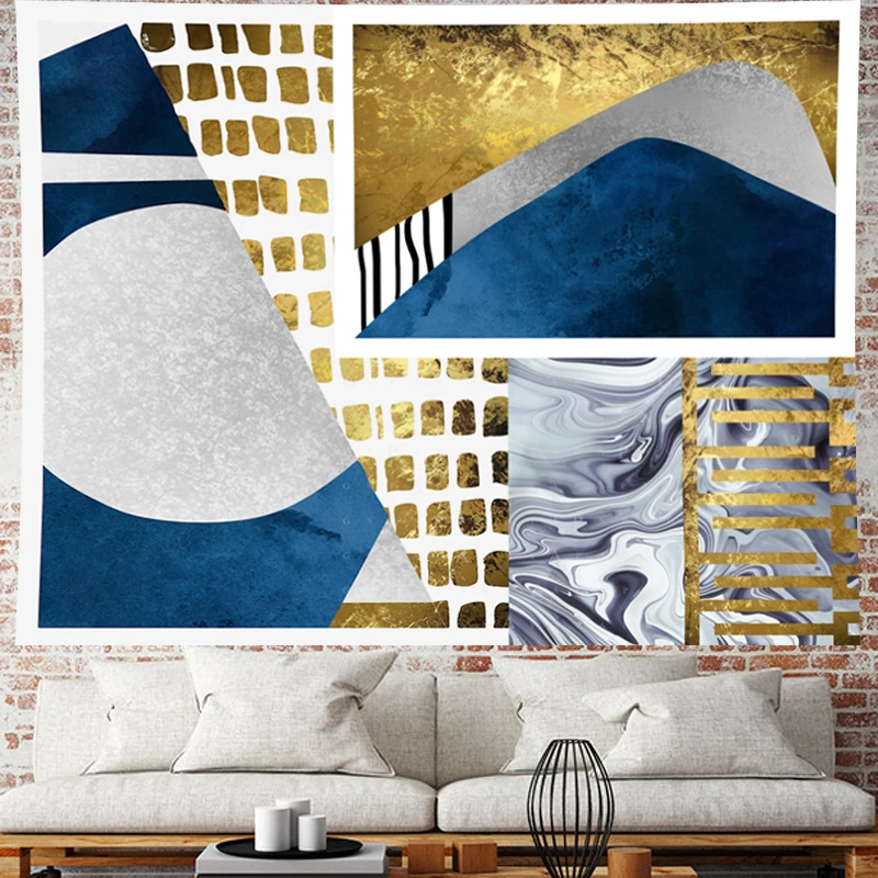 

Fashion Geometric stripe abstract wall hanging structure yellow Tapestries hippie Psychedelic Wall carpet Hanging Home Decor
