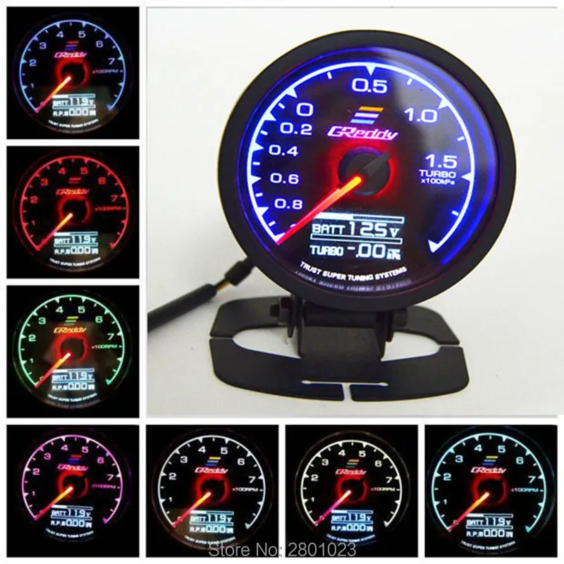 GReddys 62mm 2.5Inch RPM/VACUUM/ WATER TEMP/ OIL PRESS/ OIL TEMP meter