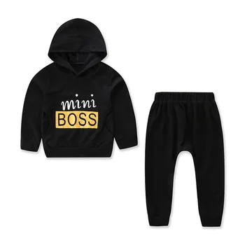

Boys Kids Sweatshirt Children Hoodies Set Mini Boss Kids Hoodies Black Toddler Boys Back To School Clothes Outfits Black Hoodies